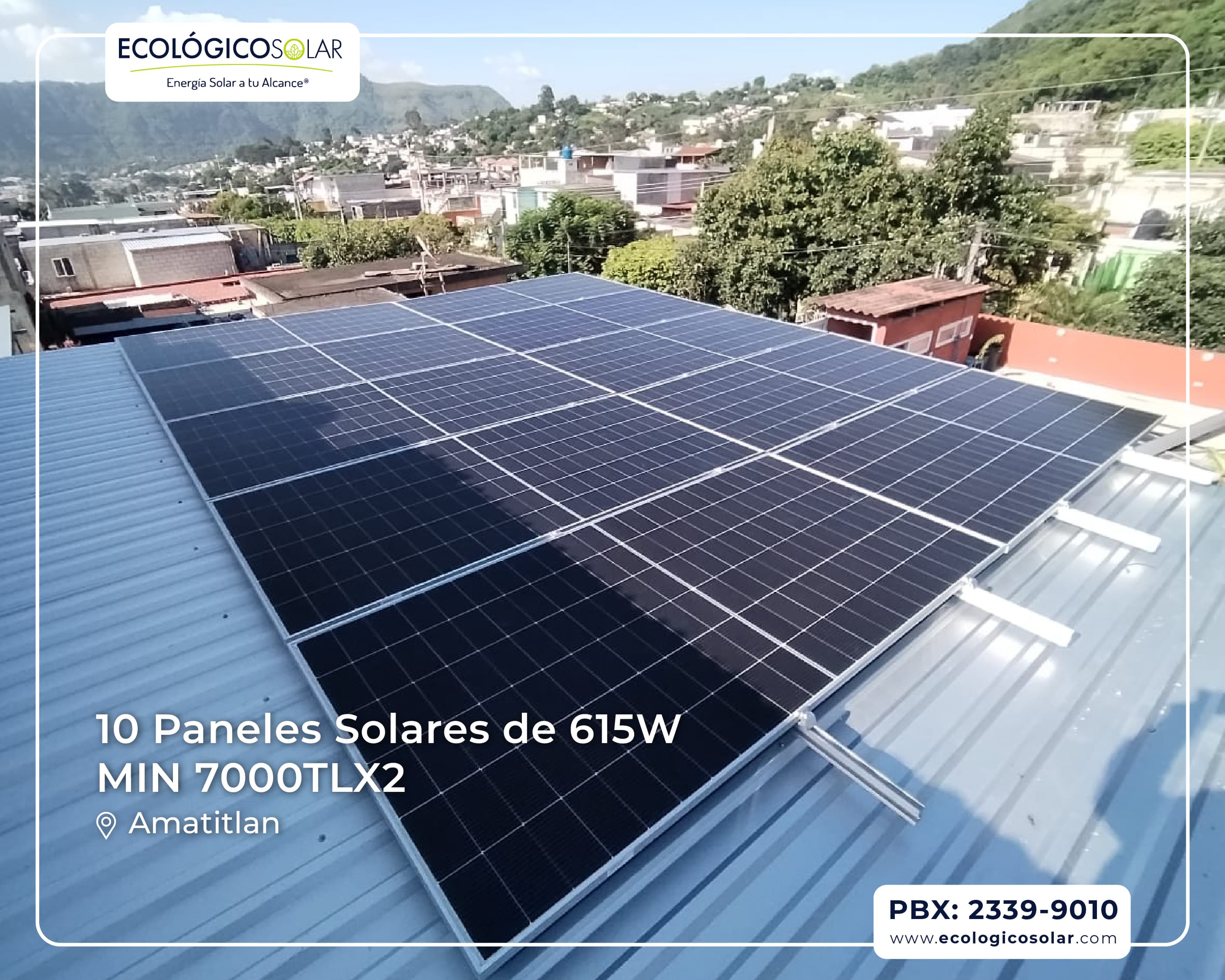Aplicación Comercial - 5 Paneles Solares de 585W - Inversor Growatt MIN 7000TL-X2 