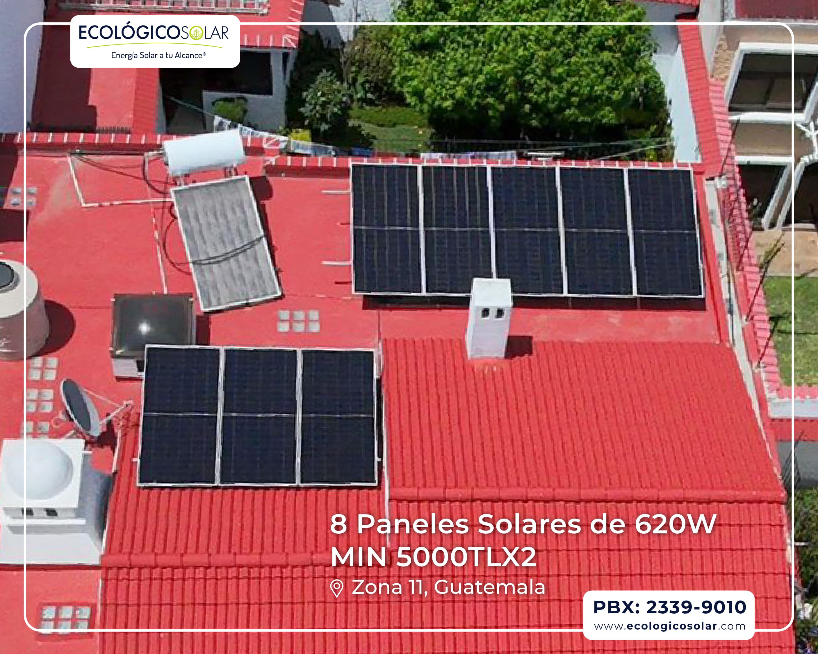 Aplicación Residencial - 8 Paneles Solares de 620W - Inversor Growatt MIN 5000TL-X2 