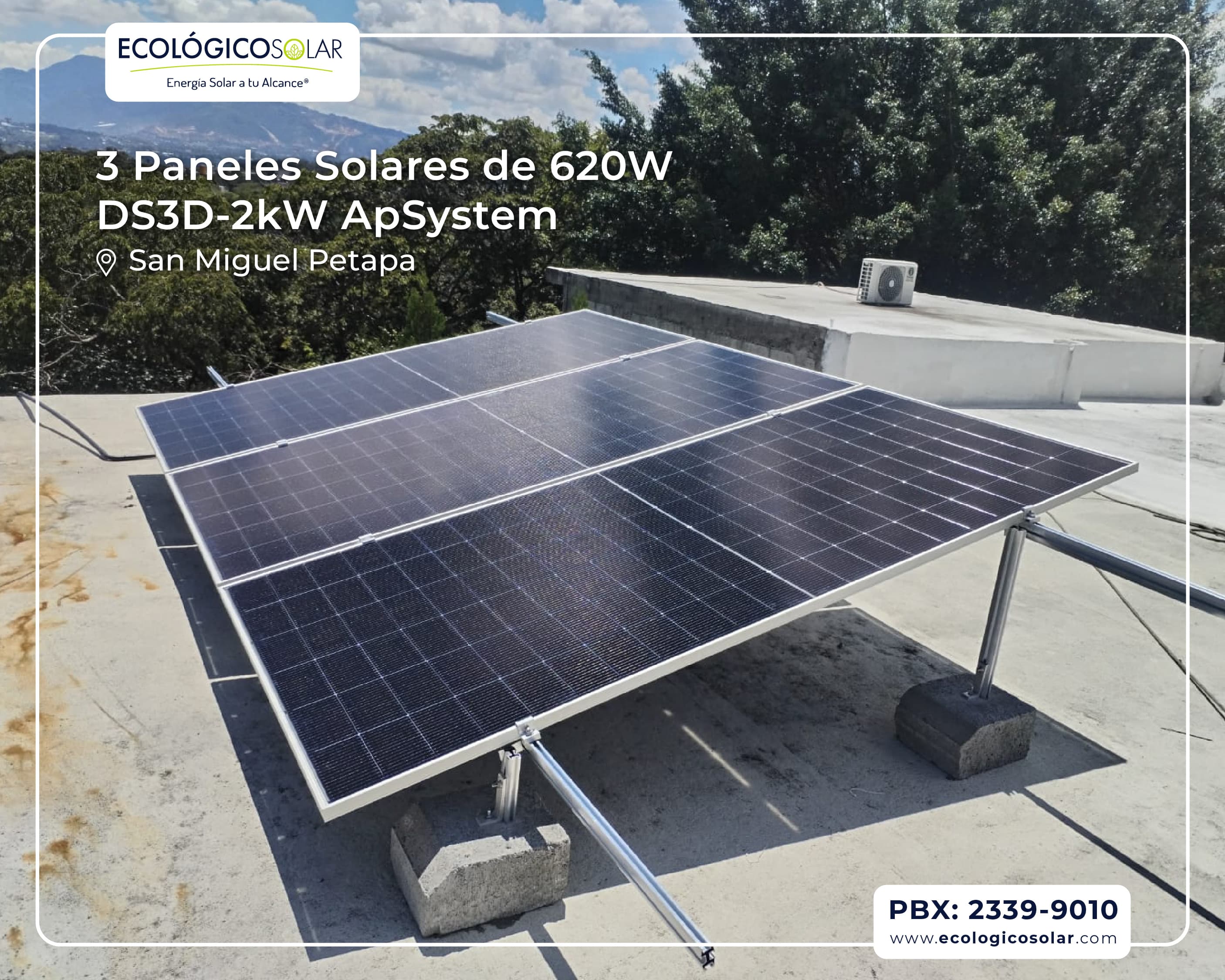 Aplicación Residencial - 3 Paneles Solares de 620W - Micro Inversor DS3D-2kW ApSystem
