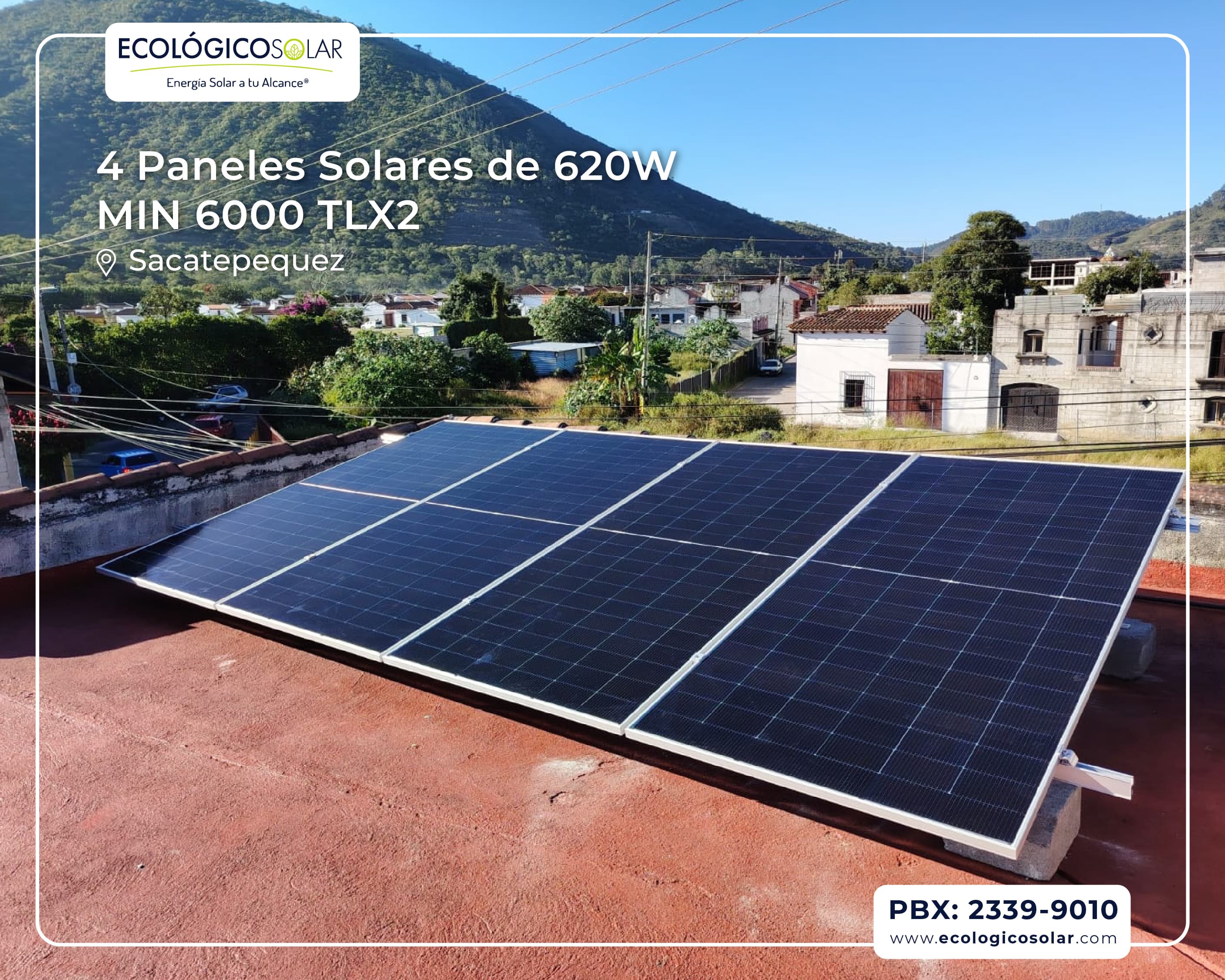 Aplicación Residencial - 6 Paneles Solares de 620W - Inversor Growatt MIN 6000TL-X2 