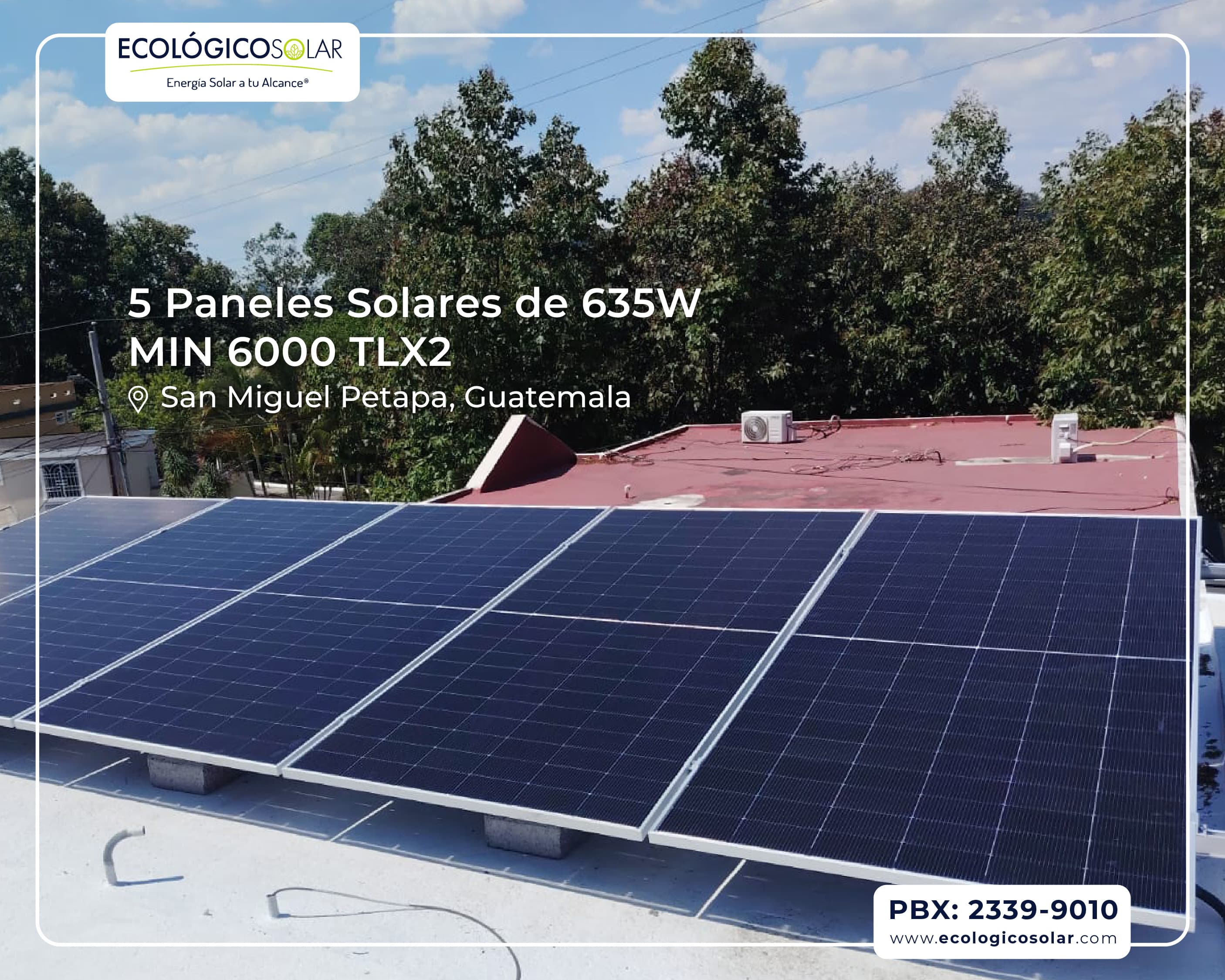 Aplicación Residencial - 5 Paneles Solares 635W - Inversor Growatt MIN 6000TLX2