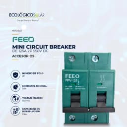 Mini Circuit Breaker de 125A 2P 550V DC MCB 1