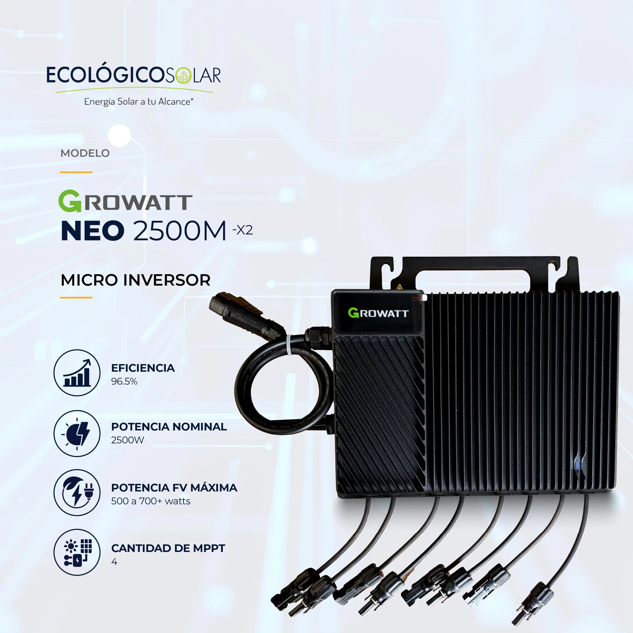 Micro Inversor Growatt Modelo NEO 2500W