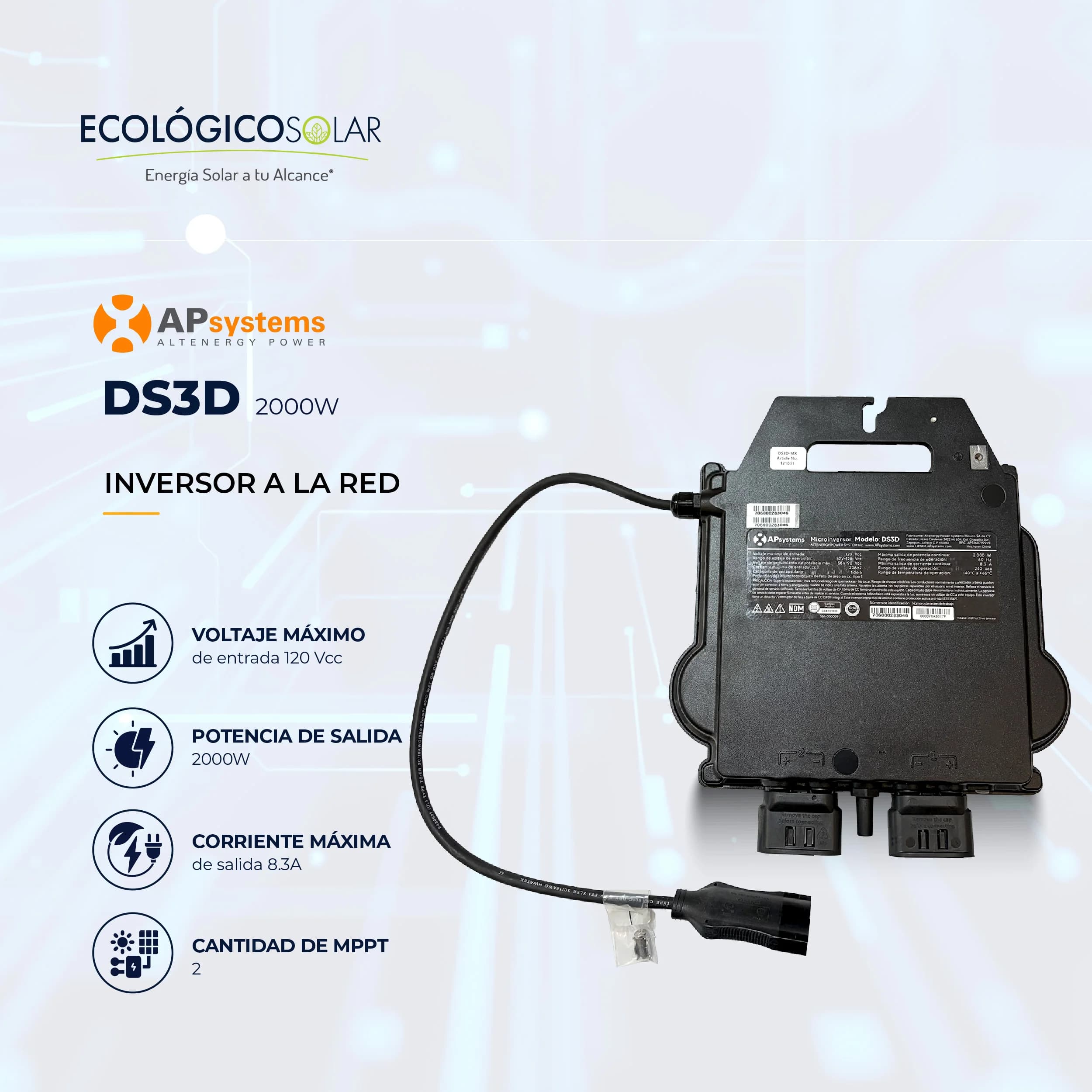 Micro Inversor DS3D 2000W 2 MPPT  -  220V AC