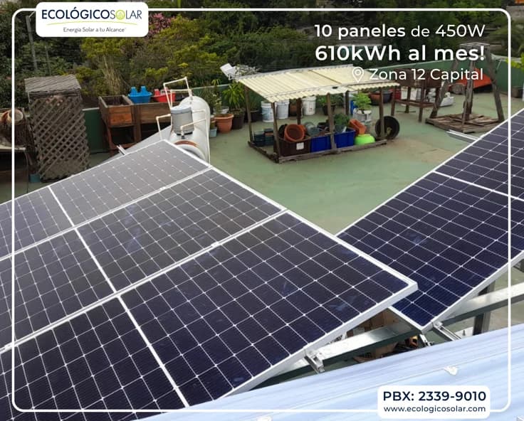 Aplicación Residencial- 10 Paneles Solares de 450W  