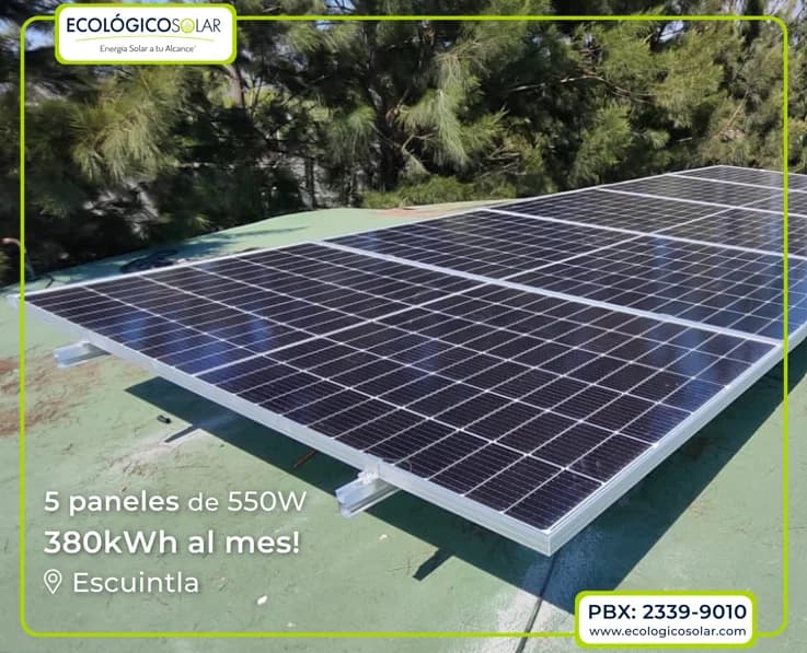 Aplicación Residencial - 5 Paneles Solares de 550W