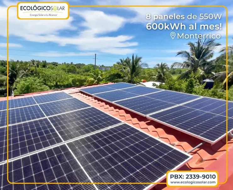 Aplicación Residencial - 8 Paneles Solares de 550W