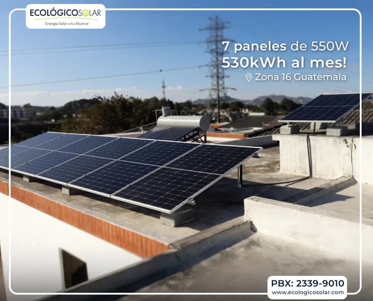 Aplicación Residencial - 7 Paneles Solares de 550W