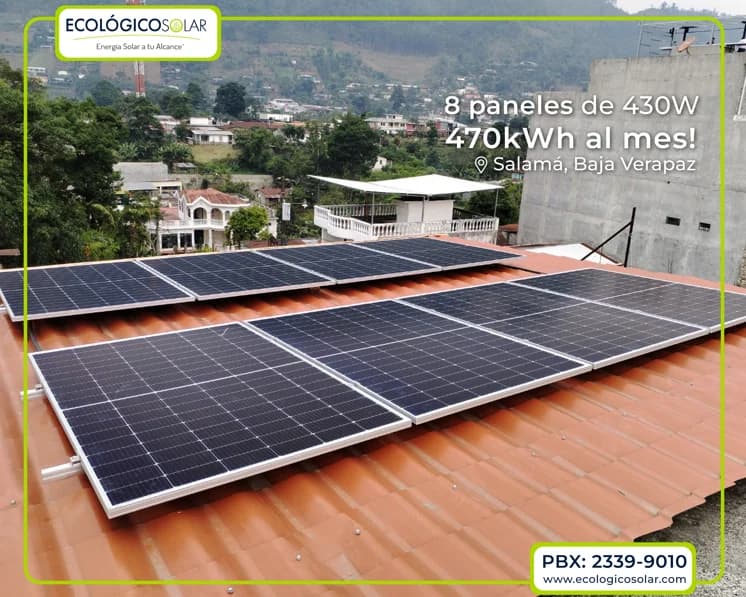 Aplicación Residencial - 8 Paneles Solares de 430W